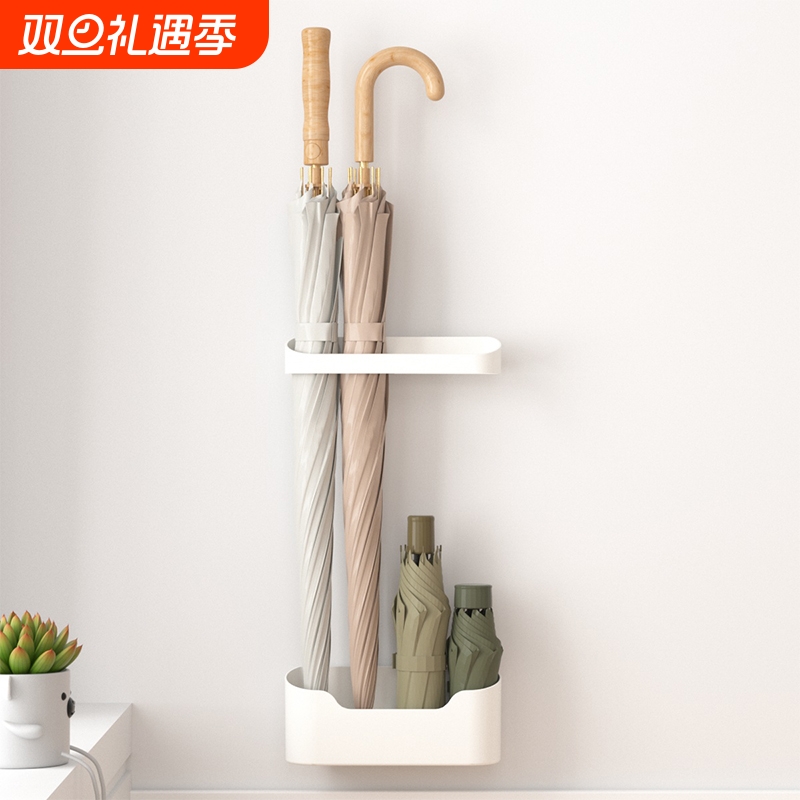 日式入户家用置伞架壁挂收纳柜架门后雨伞桶免打孔放伞置物架门口
