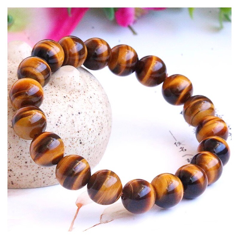新中式黄虎眼石手链东陵石珠串女情侣闺蜜好友首饰品生日礼物