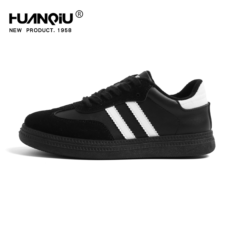 环球复古厚底德训鞋女2025黑色新款加绒秋冬百搭小众休闲运动板鞋