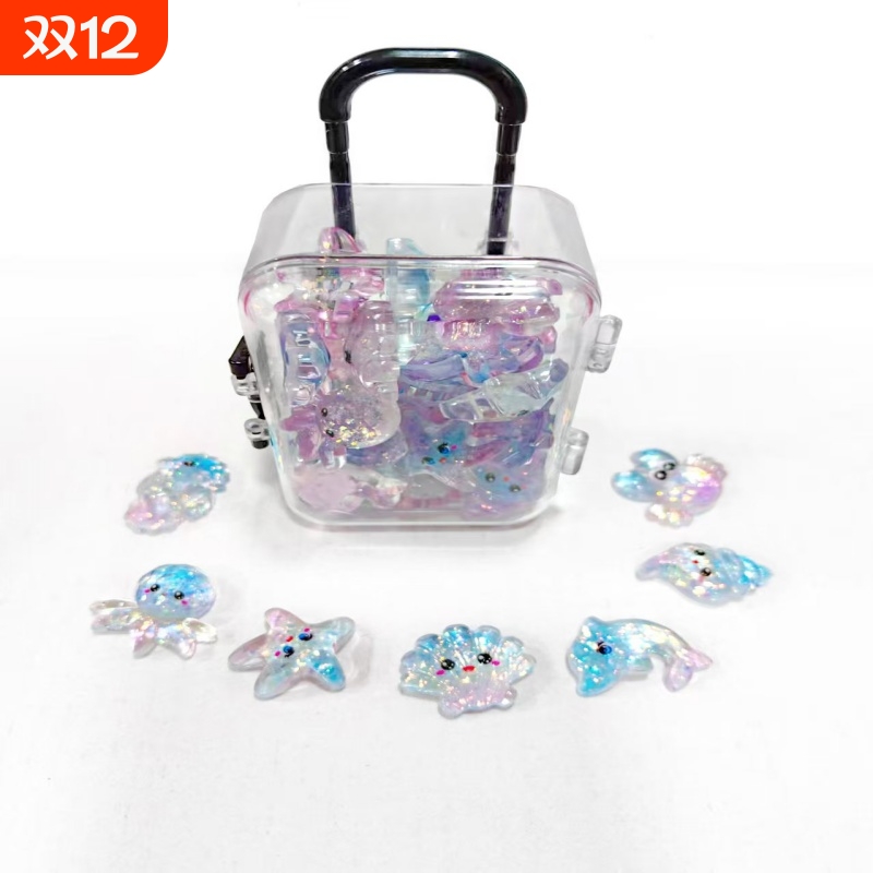 2025新款迷你水晶海洋动物仿真玩具海豚海星贝壳女孩过家家小玩具