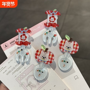 西高地清透苹果勺子叉子发夹卡通可爱少女侧边刘海夹日韩百搭发卡
