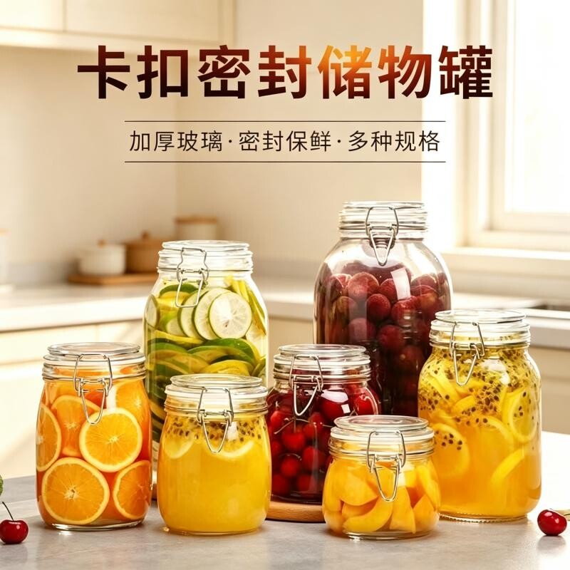 密封罐玻璃瓶子家用收纳储物罐子图片