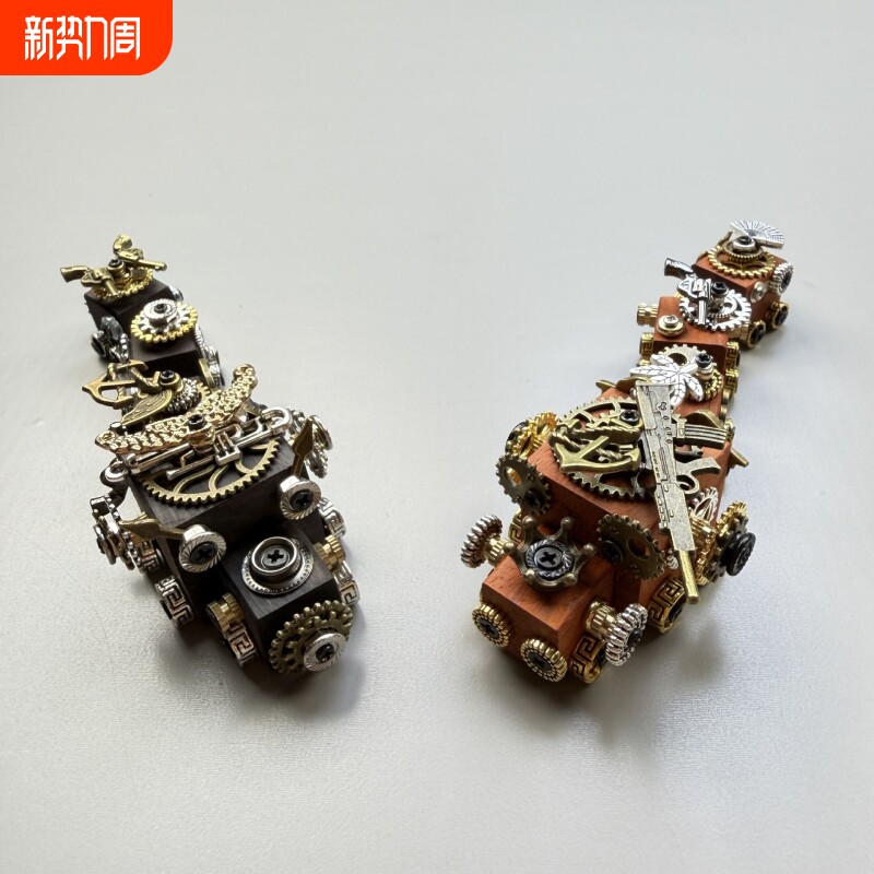 手工朋克机器人小火车家居摆件挂件车载装饰木质创意桌摆礼物