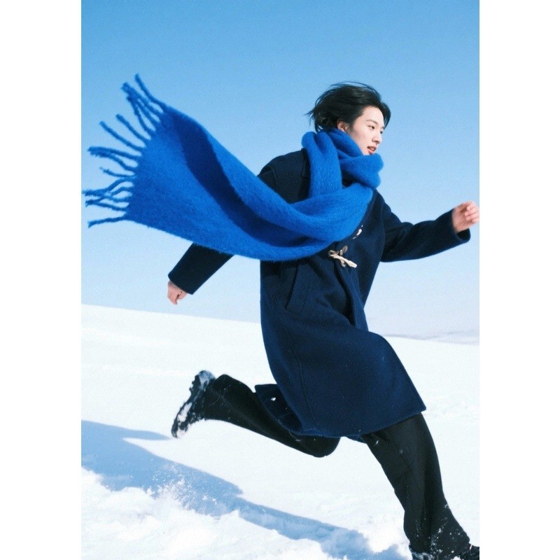 冬季马海毛纯色大围巾马卡龙色保暖遮脸防风抗寒保暖两用披肩围脖