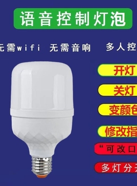 语音灯泡超灵敏说话开灯关灯2字语音控制led节能灯人工智能声控灯