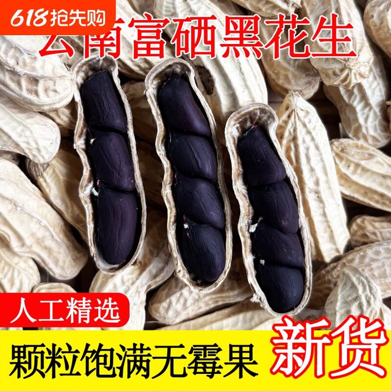 富硒黑花生带壳2025云南普洱特产晒干生熟花生米炒货七彩年货健康