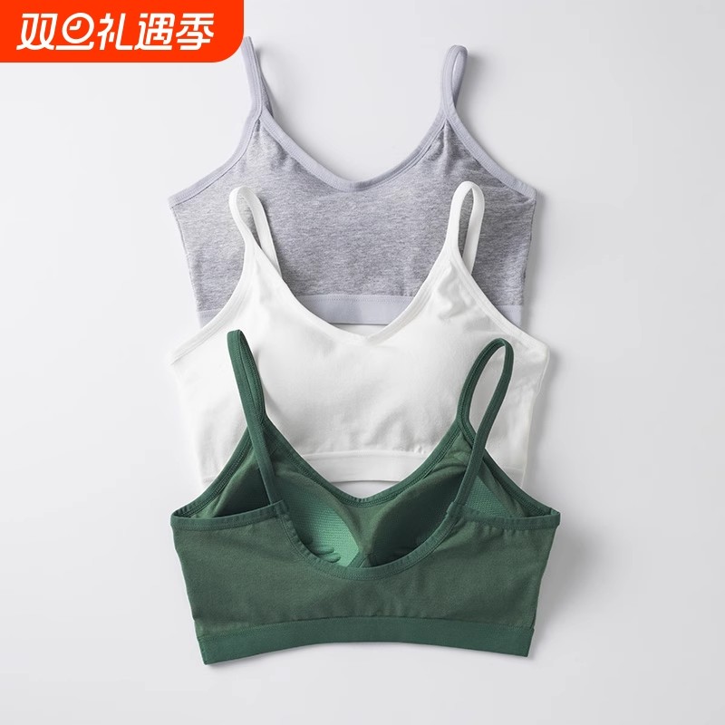 运动美背心裹胸薄款无钢圈内衣女文胸聚拢胸罩吊带防走光小胸抹胸