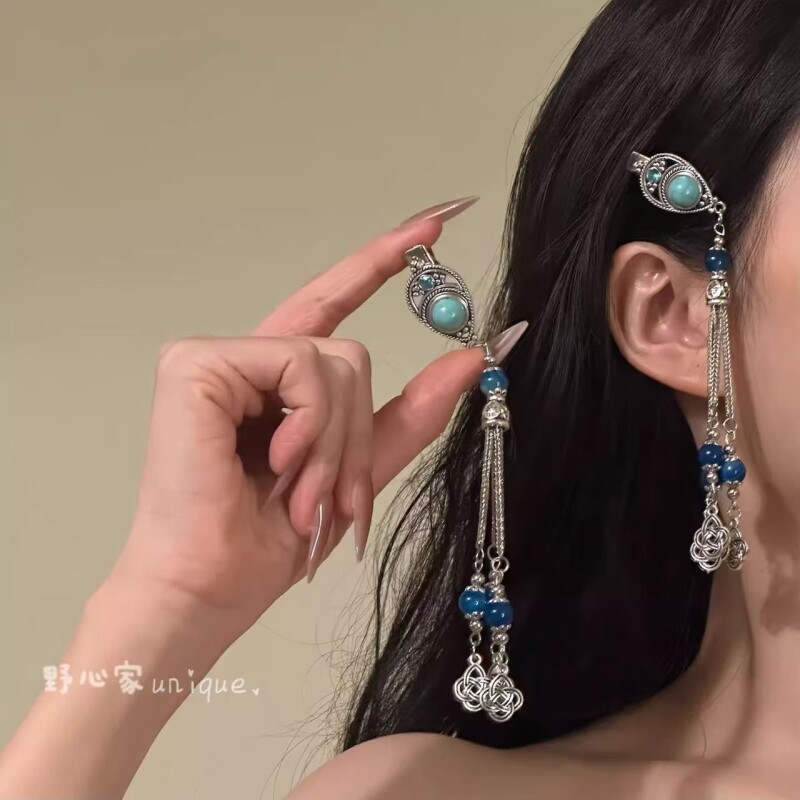 【铃韵轻摇】复古民族风铃铛流苏发夹女2025新款新中式古风侧边夹