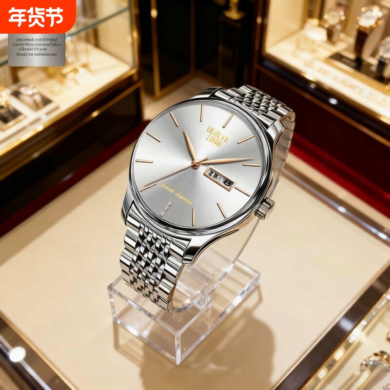 正品瑞士全自动非机械表手表男士学生韩版时尚潮双日历防水表夜光