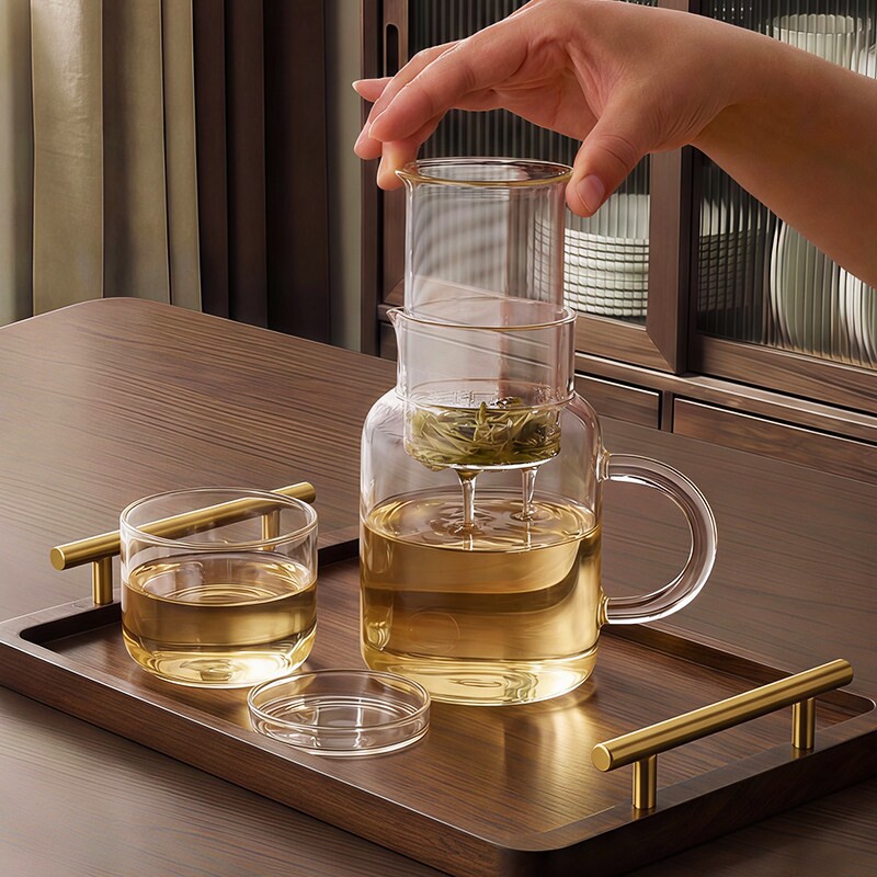 玻璃杯女高颜值茶杯2026新款高端茶水分离杯带盖带把手杯子大容量图片