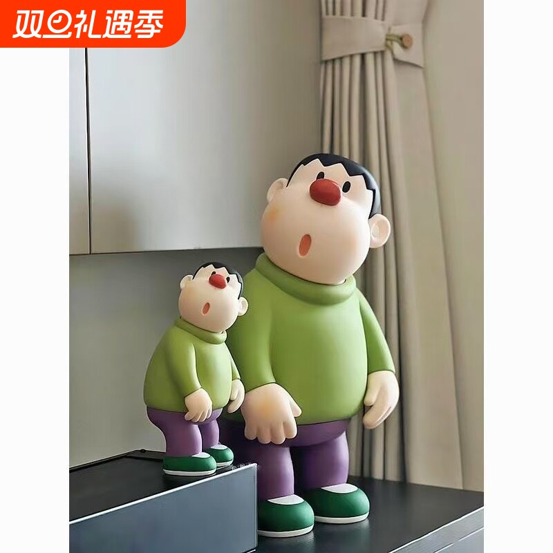 大号歪头胖虎客厅落地摆件电视柜桌面玄关装饰品网红手办公仔礼物