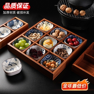 围炉煮茶九宫格果盘零食点心干果盘木质托盘火锅配菜分格小吃拼盘