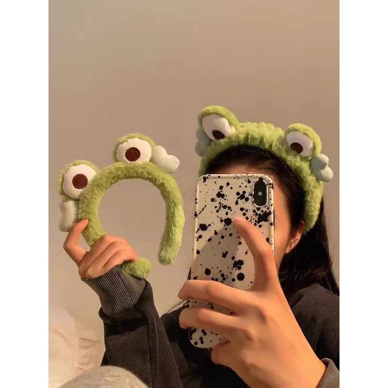 可爱小青蛙束发带女洗脸敷面膜专用卡通搞怪毛绒发箍冬季头箍发卡