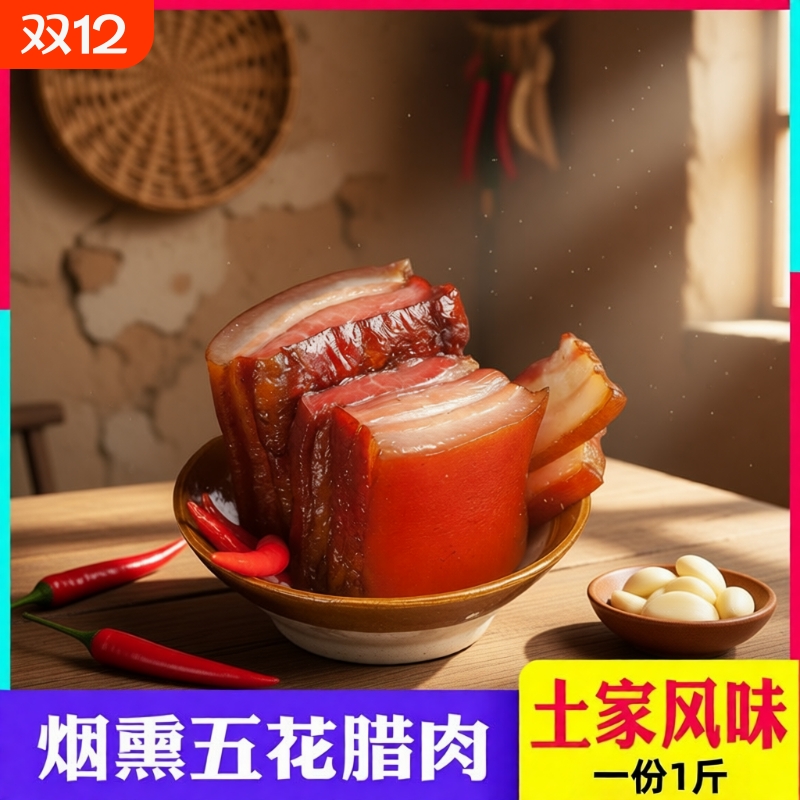 腊五花肉湖北恩施特产正宗农家烟熏腌肉湖南贵州四川重庆川味腊肉