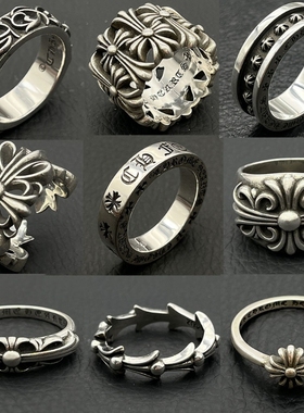 ODEK复古十字架永恒戒指男女墓葬开口vintage尾戒经典情侣对戒