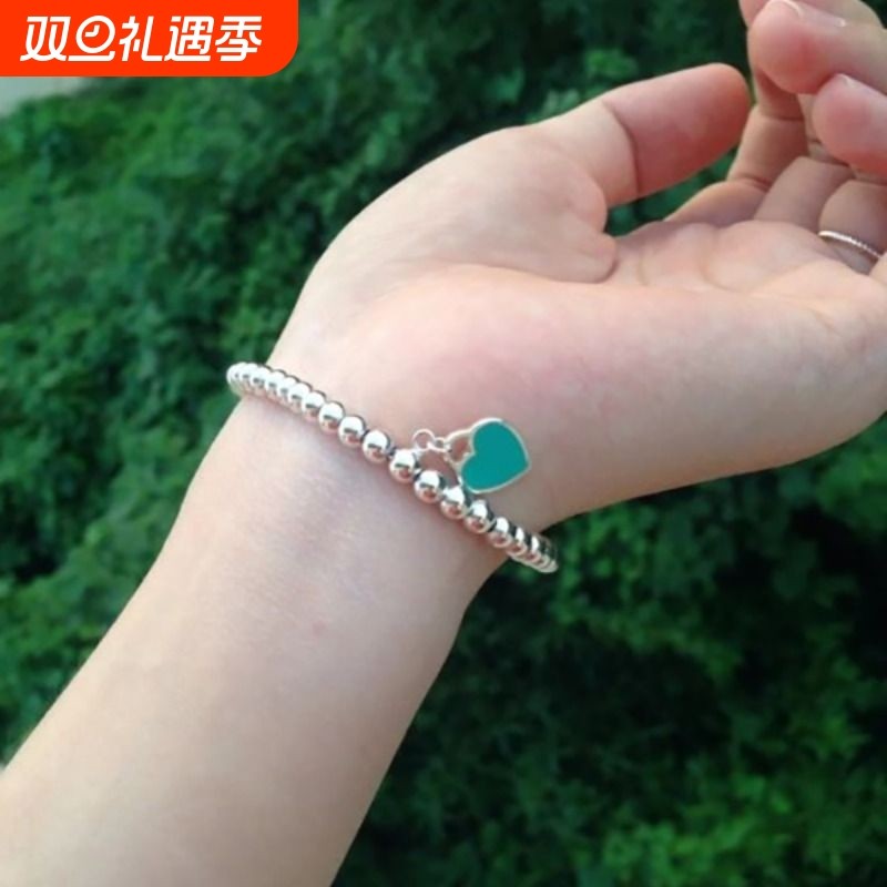 T家女士925纯银珐琅通体银手链