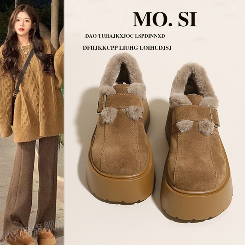 松糕厚底增高勃肯女鞋子加绒加厚雪地靴2025新款冬季爆款乐福棉鞋