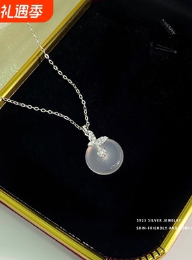 乾佳S925纯银甜美蝴蝶花朵平安扣项链女清纯仙女风锁骨链颈饰代发