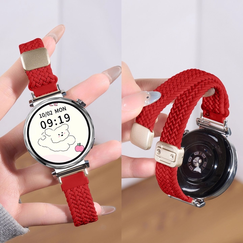 亮红色适用于小米watchs4表带41mm弹力编织color1折叠磁吸color2智能s3/s2/s1男女款运动配件新年18mm/22mm