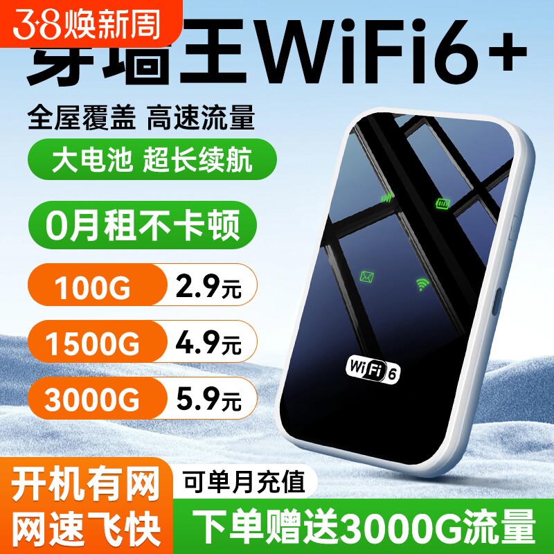 智能wifi移动无线wifl6便携式免插卡2026新款路由器全国通用流量wi-fi车载宽带4g高速网络智能上网卡车载wifi