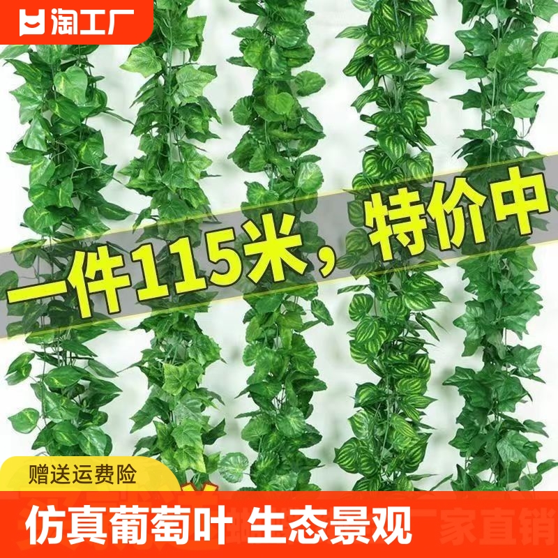 葡萄叶仿真藤条藤蔓植物树叶子管道吊顶装饰花藤假花塑料绿叶客厅 家居饰品 仿真花/假花 原图主图