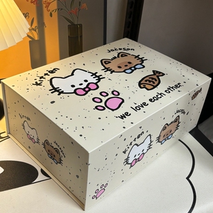 生日礼品盒空盒可爱小猫咪礼物盒空盒少女心卡通ins风三八女神节