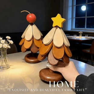 圣诞树隔热垫餐桌摆件实木锅垫折叠杯垫防烫餐垫砂锅火锅木头防水