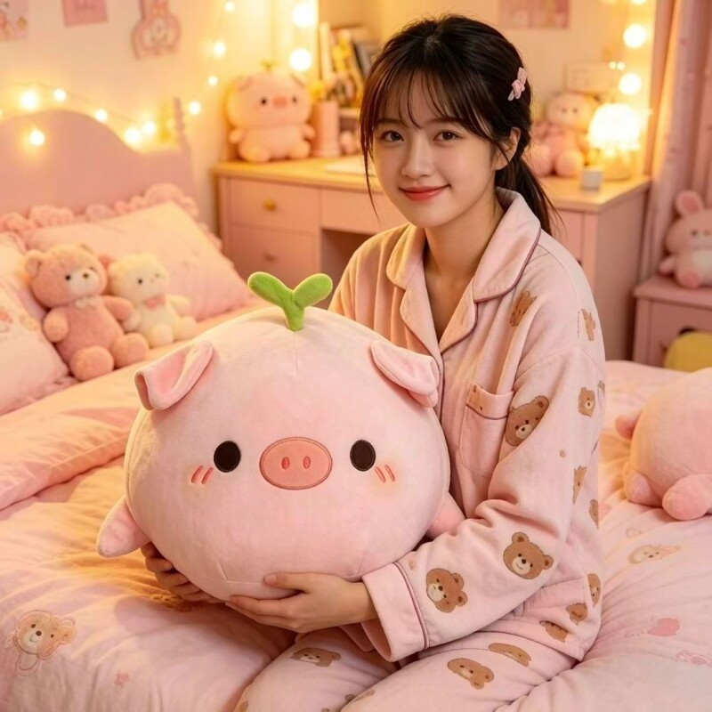 可爱萌小猪抱枕安抚玩偶女生哄睡陪睡公仔女朋友生日礼物ins小众
