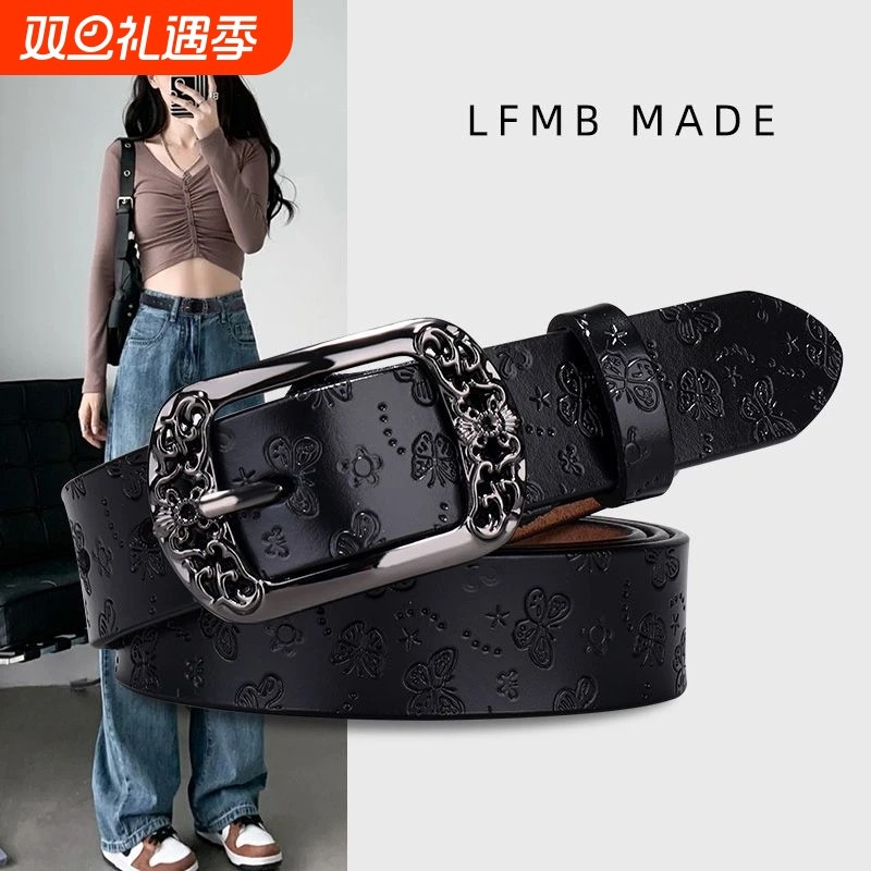 女士皮带2025新款时尚百搭时尚ins潮装饰女式针扣配牛仔裤宽腰