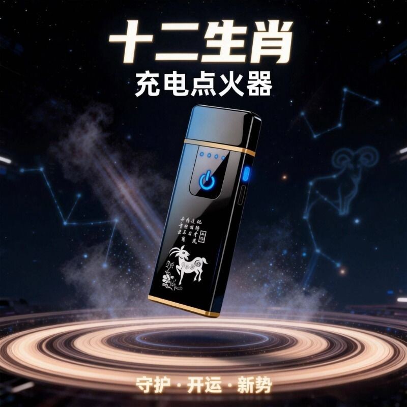 十二生肖指纹充电打火机超薄防风无声创意高档刻字个性男士送男友