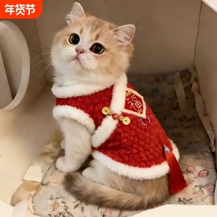 小猫咪衣服冬天新年刺绣福字背心布偶金渐层防掉毛加绒保暖衣过年
