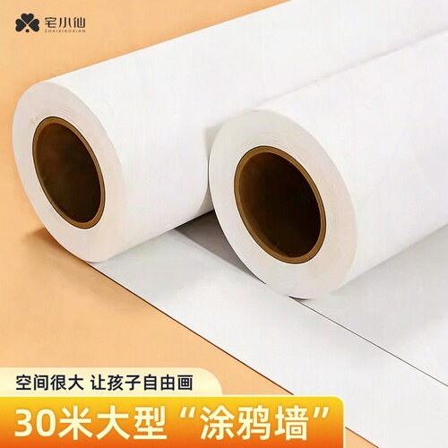长卷绘画纸卷轴儿童幼儿园涂鸦画纸整卷超大张可挂宝宝专用4k素描纸美术写字加厚手指画8K涂色空白布不脏墙 - 封面