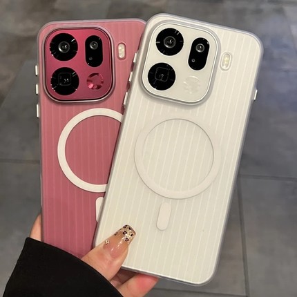 瓦楞光栅冰雾面磨砂白磁吸适用OPPOFindx9手机壳Findx8ultra文艺风X8s+超薄X7/X6亚克力Reno14pro硬壳13透明