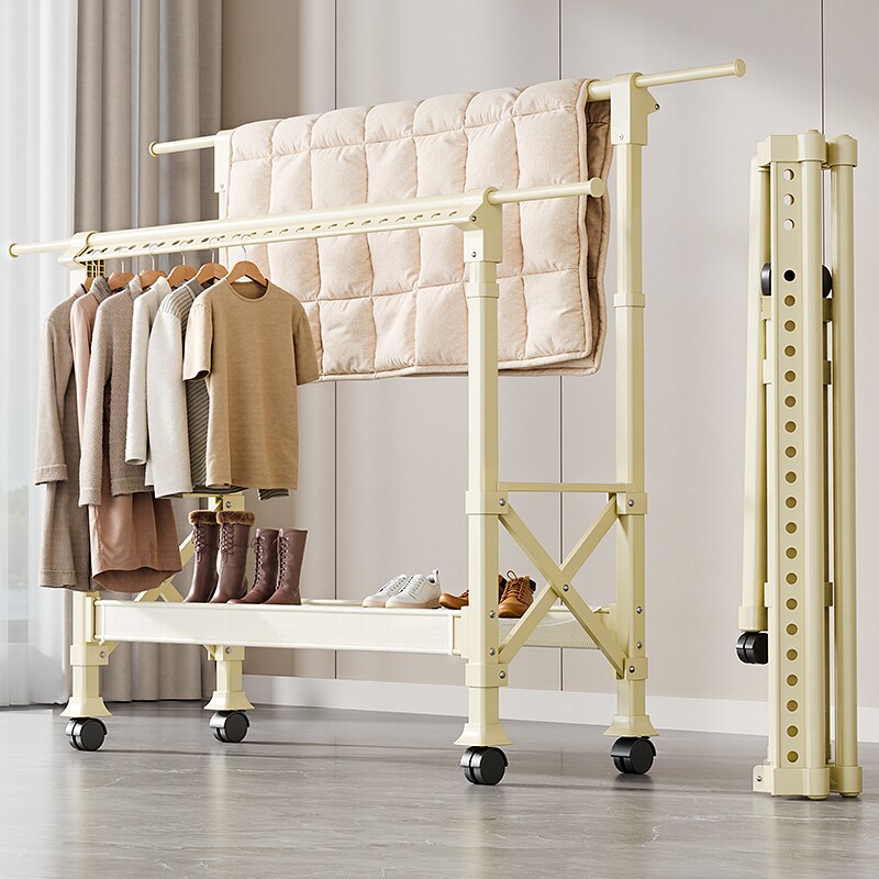 晾衣架落地折叠家用阳台凉衣服架子室内外可伸缩挂衣杆晒被子神器