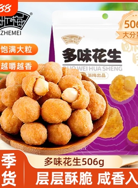 【超1斤装】浙梅多味花生506g炒货休闲食品办公室零食批发下酒菜