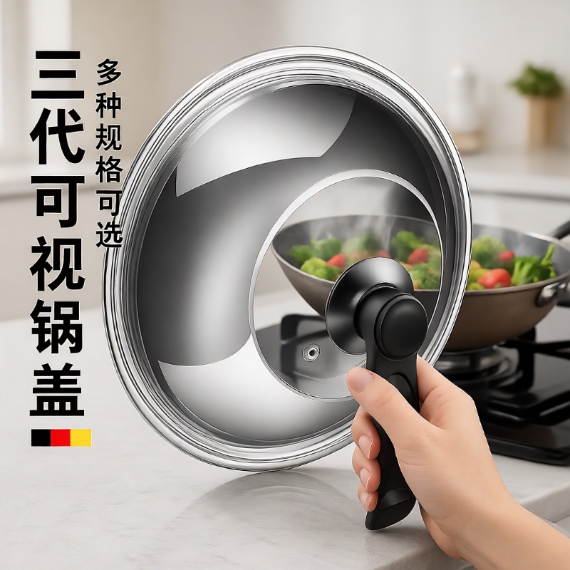 不锈钢炒锅透明锅盖|千人加购