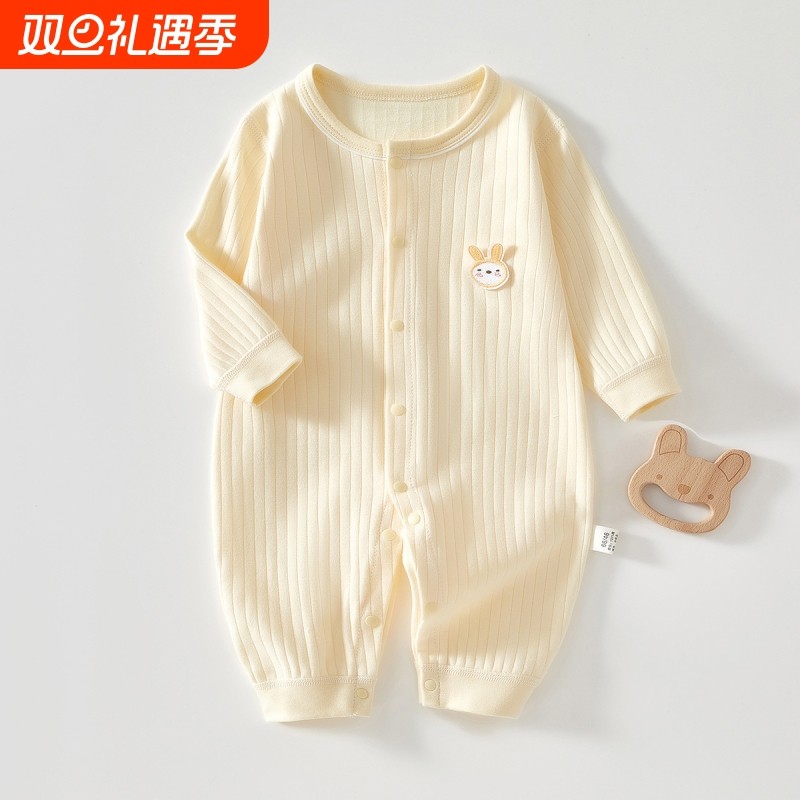 婴儿连体衣新生儿衣服纯棉无骨长袖睡衣春秋夏装初生宝宝秋季
