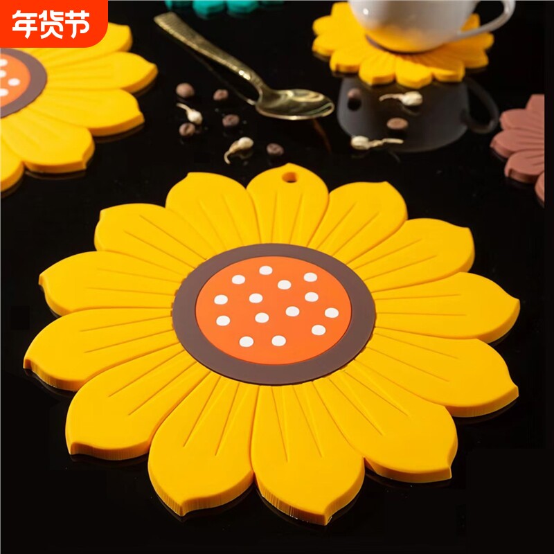 防烫餐垫隔热垫软硅胶耐高温易洗防滑餐盘餐桌锅碗杯垫荷花桌面