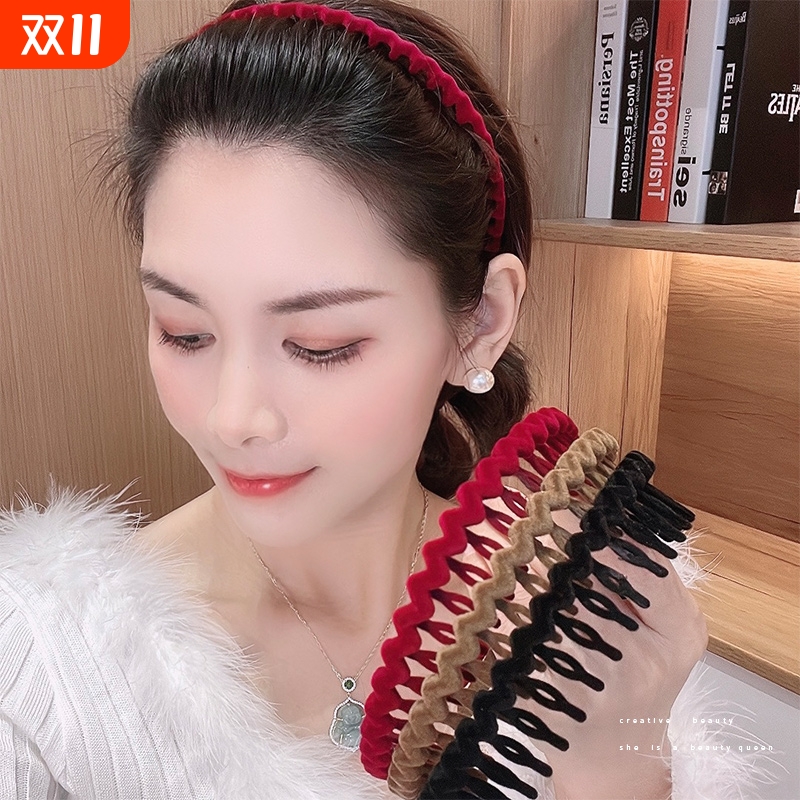 2025新款带齿发卡植绒发箍女款洗脸专用头发夹子头箍架碎发夹头饰