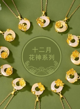 缔晶925银平安扣项链十二花神吊坠女生2025年新款爆款颈链锁骨链