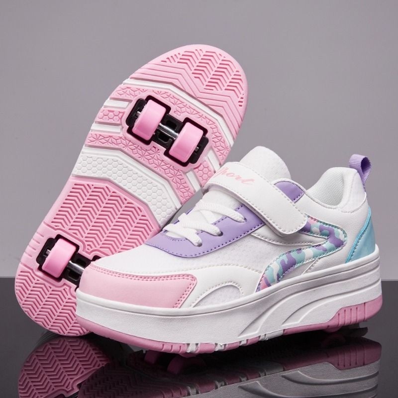 儿童暴走鞋网面透气男童运动轮滑可拆卸双用四轮隐形女童溜冰鞋