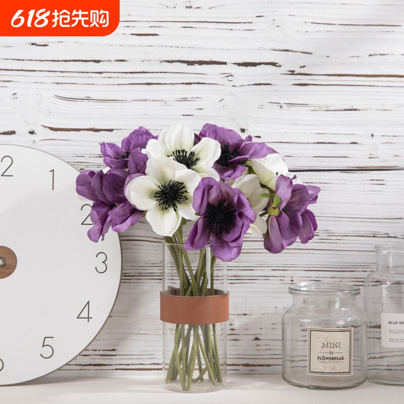 家居日用婚庆单头茶花仿真花假花绿植物装饰工艺品INS风手捧花