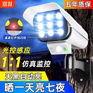 太阳能人体感应庭院灯户外院子灯家用仿真监控摄像头充电照明路灯