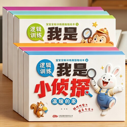 了不起的侦探我是小侦探全脑思维逻辑训练书2-3到6岁找不同专注力训练观察力智力开发早教大书幼儿园大中小班儿童绘本益智玩具书籍