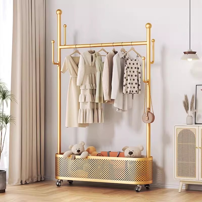 加厚衣架落地卧室挂衣架家用轻奢晾衣服置物架房间衣帽架金属客厅