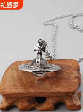 欧美ViVi安西太后飞碟透明玻璃球项链女时尚个性项饰厂家一件代发