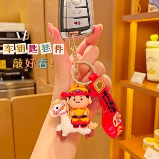 2026儿童吉祥物小财神挂件小玩具本命年马上发财合金创意书包