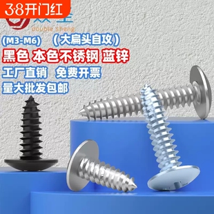 M3-M6不锈钢304大扁头自攻螺丝伞头黑色蓝白锌加硬大扁头自攻丝钉