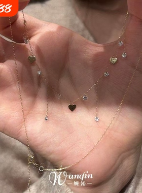 「节拍」韩系简约爱心流苏项链气质高级感日常百搭锁骨链多层金色