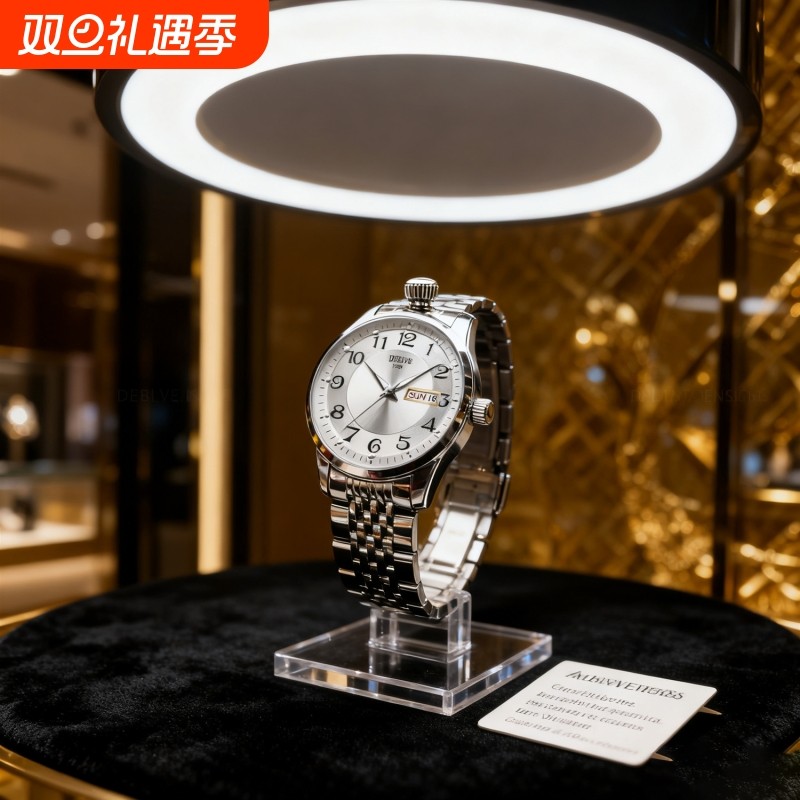 手表男款机械风全自动防水高级感全自动男表数字双日历防水腕表男